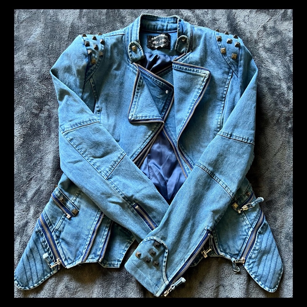 Shalang Studded Moto Notched Lapel Jacket
